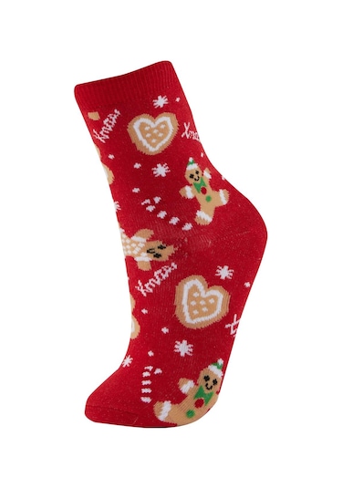 Defacto Kız Çocuk Yılbaşı Temalı 2'li Pamuklu Uzun Çorap B5362A8NSKR1
