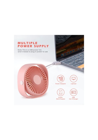 Kosona Mini Usb Masaüstü Fanı - 360 Derece Döner, 3 Seviye Rüzgar Hızı, Sessiz Motor, Beyaz