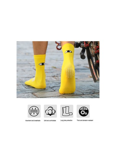 Yuntech01 Spor Bisiklet Çorapları Dış Mekan Kullanıma Uygun, Nem Emici, Kayma Önleyici, Dayanıklı, Sarı, Beden L 40-45 Sarı