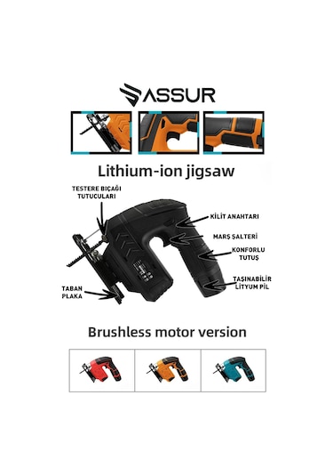 Assur ASR820 12V Çift Akü Dekupaj Testere Siyah