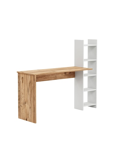 Kitaplıklı Fonksiyonel Çalışma Masası Atlantik Çam- Beyaz Atlantik Çam - Beyaz