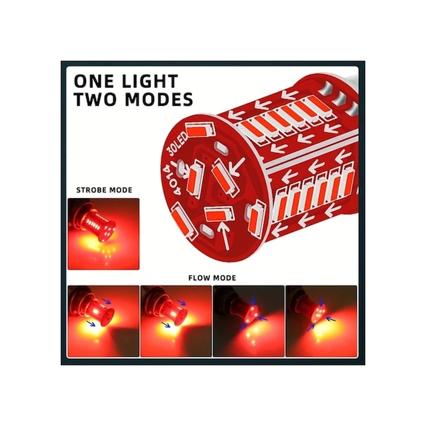 Trendooze Turcoshop11 2 Adet 1157 Kırmızı 30 Led Şelale Efektli Araç Işıkları