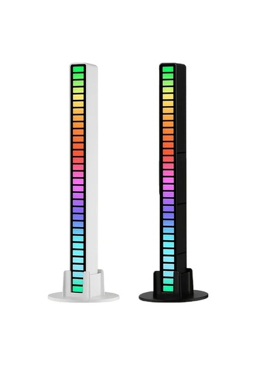 Honeybeeshop 2 Adet Müzik Pulsu Led Işık Çizgileri Siyah Beyaz Ses Kontrolü İle Renkli Ortam Işıkları Noel Oda Oyun Odası Dekoru Ayarlanabilir Renk Parlaklık Mod Şarj Edilebilir Polimer Pil