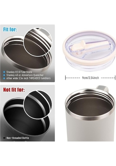 Fastbuy Stanley 40oz Şeffaf Hasır Kapak Yedek Parçaları 4 Adet Beyaz Set, Beyaz Beyaz