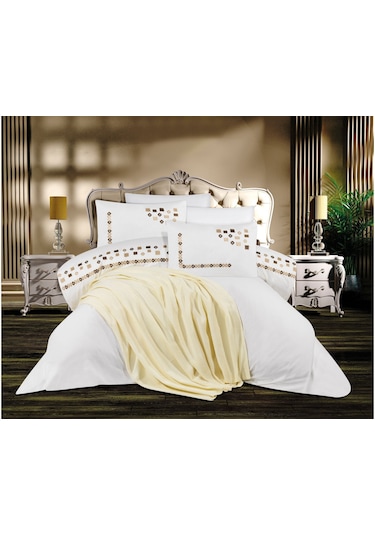 Goldroom Ahenk 7 Parça Pamuklu Pike Takımı. Krem