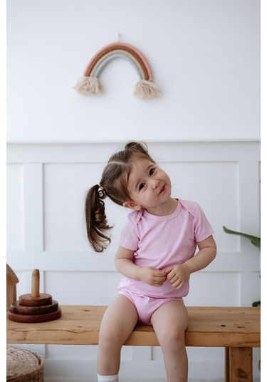 Lilabio %100 Pamuk 2li Kısa Kollu Bebek Body Renkli Çok Renkli