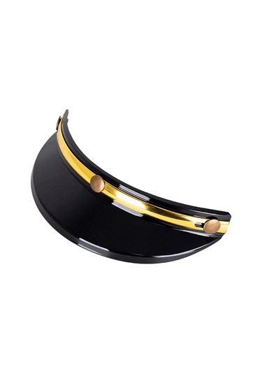 Teltree Kask Üstüne Takılabilir Güneş Koruyucu Önlük - Motor Kaskı 3/4 Kask Üç Kancalı Güneşlik Siyah Altın