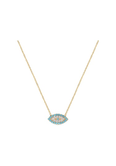 Zirkon Taşlı Pırlanta Montür Göz Desenli Altın Kaplama Gümüş Kol (495721498)