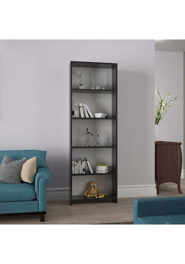 Modilayn 5 Raflı Kitaplık HGS Siyah Parlak Ard206