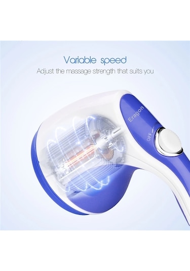 Eragon 4 Başlıklı Boyun Bel Sırt Ayak Omuz Karın Bacak Masaj Aleti Mavi