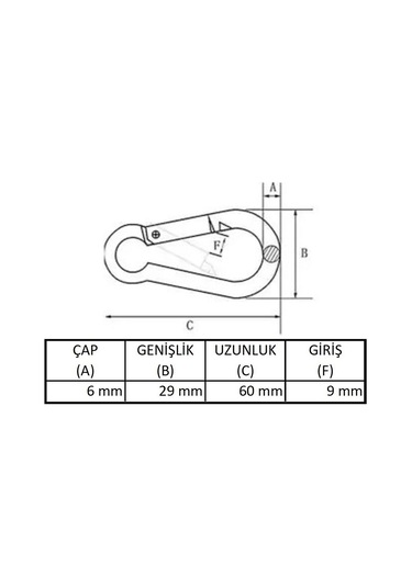 Galvanizli Karabina, 6 Mm, Askı, Çengel, Kanca, Anahtarlık