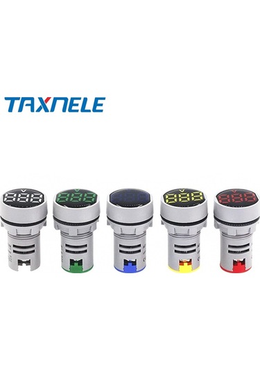 Yuvarlak Voltmetre-ac 60-500v 0-100a Led Dijital Voltmetre Ampermetre Hertz Hz Sinyal Işıkları 220v-yeşil