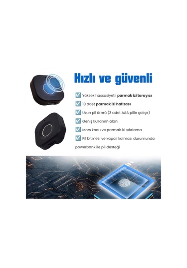 Upway Parmak İzi İle Açılan Akıllı Mobilya Çekmece & Dolap Kilidi Siyah