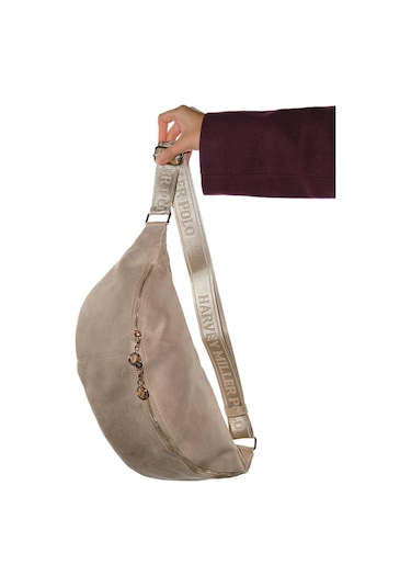 Venta Bej Süet Kadın Büyük Bel Çantası Bej