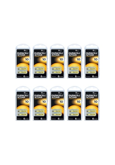 Duracell Activair 10 Numara İşitme Cihazı Pili 6 x 10'lu