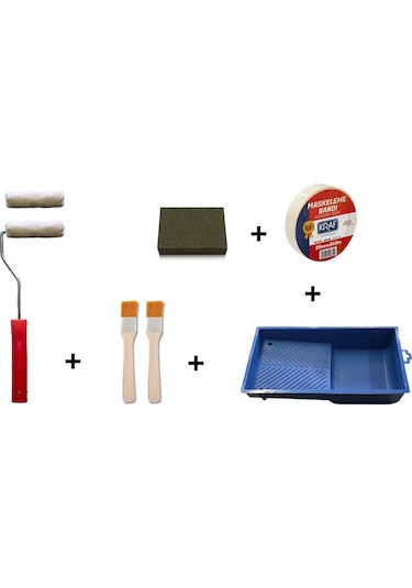 Cadence Boya Seti Kadife Rulo + Boya kabı + Zemin Fırçası + Maskeleme Bandı + Sünger Zımpara