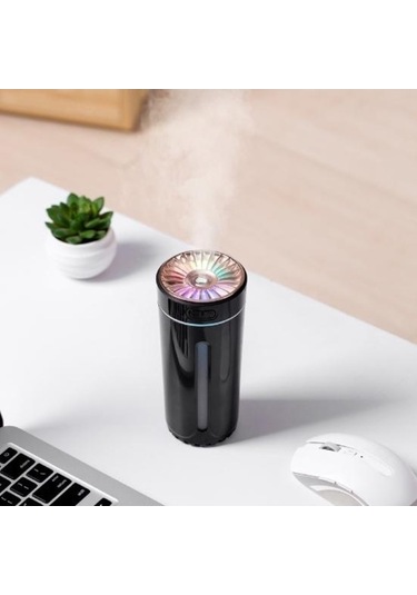 Novahub Taşınabilir Araba Hava Nemlendirici Siyah - 2 Renkli Işık Modu - 300ml Su Kapasitesi