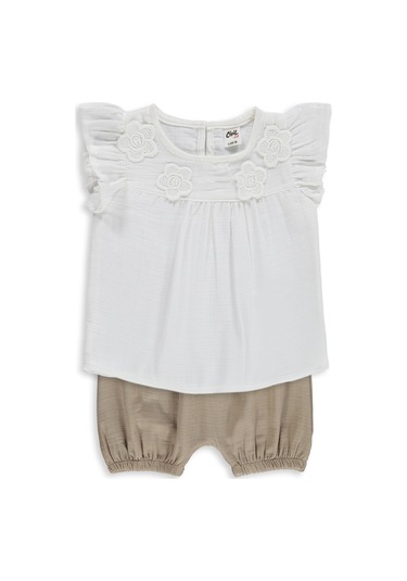 Civil Baby Çiçek Aksesuarlı 6-18 Ay Takım - Ekru