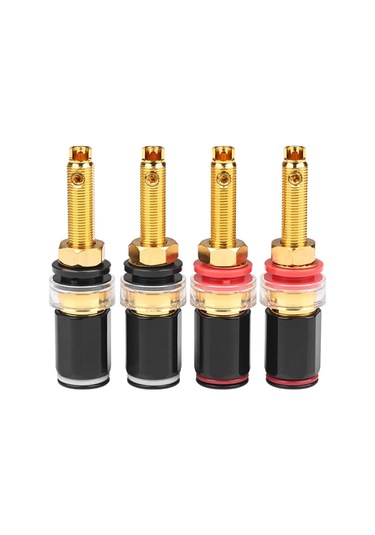 Vkemall 4 Adet Bronz Muz Tipi Dişi Bağlayıcı, Altın Kaplı Ses Amfi Terminali, Yüksek Kaliteli Ses Bağlantısı