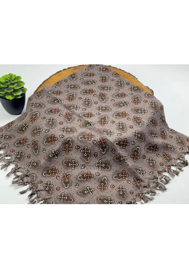 Beyce Cotton Sökme Boncuklu Desenli Tülbent 06440 Kahve