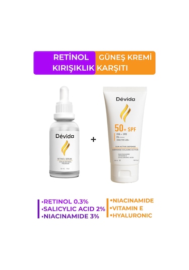 Retinol Serum   Ve Leke  Güneş Kremi 2 Li Set