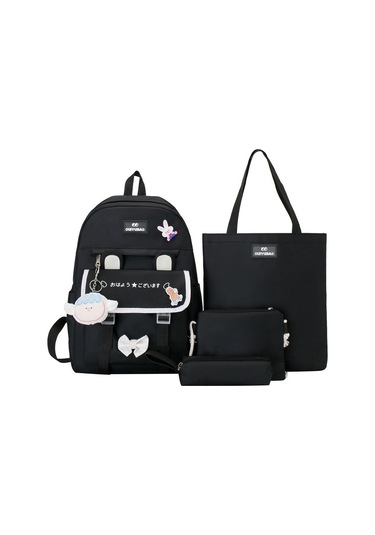 Geniş Kapasiteli Ve Ergonomik Tasarımlı Öğrenci Sırt Çantası, Dayanıklı Ve Konforlu Okul Çantası, Hafif Ve Pratik Dört Bölmeli Sırt Çantası Siyah