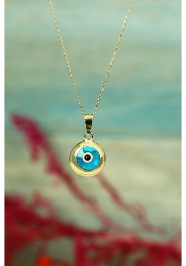 Moom Mücevherat Kadın 14 Ayar Altın Nazar Göz Kolye N11.40323