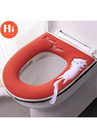 Turuncu Evrensel Klozet Kapağı Yuvarlak Klozet Kapağı Cus On Banyo Lavabo Kapağı Sıcak Yıkanabilir Kedi Klozet Kapakları 56634978