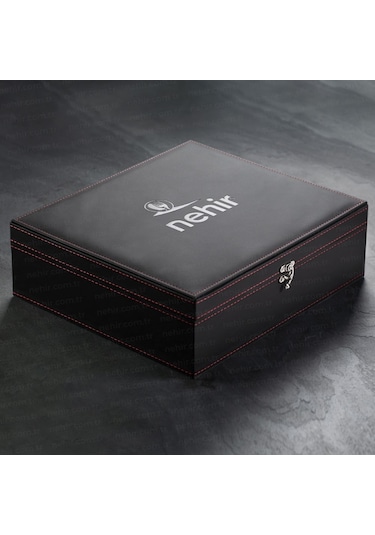 Nehir Safir Sade 12 Kişilik 84 Parça Deri Kutulu Çatal Kaşık Bıçak Takımı