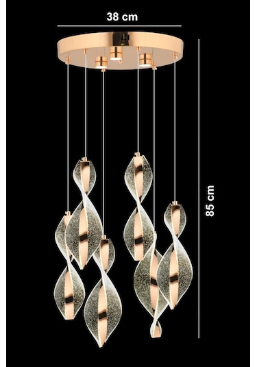 İstanbul Avize Mars 6'lı Gold Kumandalı 3 Renk Led Lüx Modern Ledli Avize