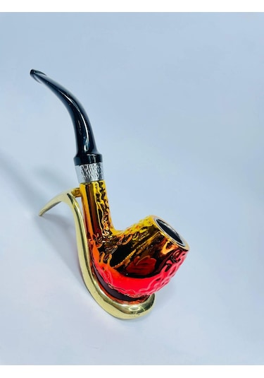 Alcan Fosforlu Sarı Damalı Filitreli Pipo //12cm