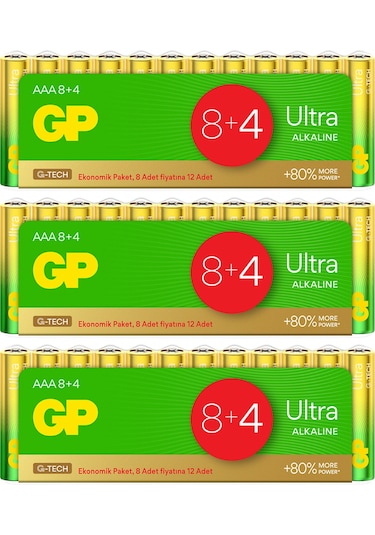 GP Batteries G-TECH Ultra Alkalin İnce LR03 – AAA Boy 1.5v Pil 36 Adet