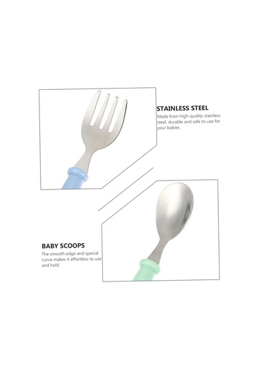 Shineyee Bebek Çatal Kaşık Seti - Paslanmaz Çelik, Renkli Ve Pratik Yemek Takımı Mavi - Pembe