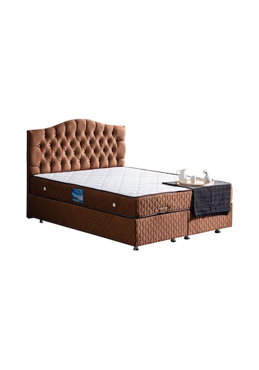 Setaymobilya Baza, Zümrüt Açık Kahve Çift Kişilik Baza +Başlık+Orthosoft Yatak