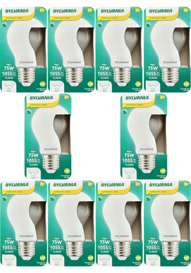 10 Adet Sylvania 9w 75w 2700k Sarı Işık Dim Edilebilir E27 Duylu Kalın Duy Soft Led Ampul