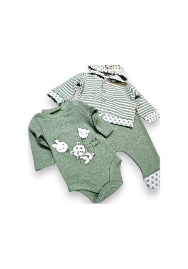 Bear Hırkalı Erkek Bebek Takım Yeşil