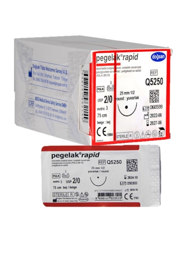 Pegelak Rapid 2/0 25mm 1/2 Yuvarlak 75cm Emilebilir Q5250 1 A...