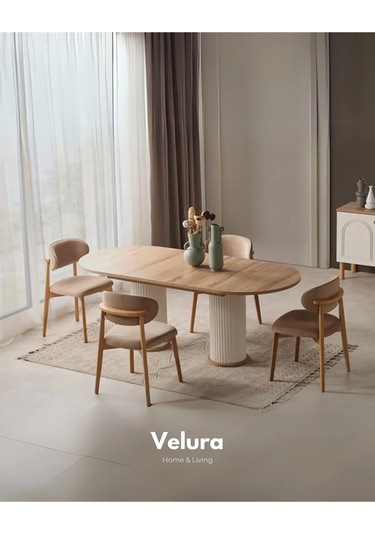 Derin Yemek Odası Takımı Yemek Masası + 4 Adet Sandalye Beyaz