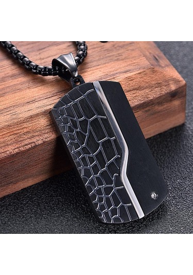 Gümüş Erkek Paslanmaz Çelik Köpek Künyesi Kolye Kare Kutu Zincir Zincir Kolye Gümüş/altın Siyah Renk 2mm60cm Gümüş