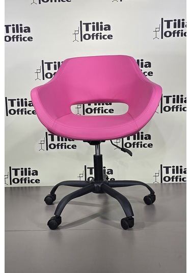 Monaco Çalışma Kesim Koltuğu Yonca Tekerlekli Siyah Ayak Pembe