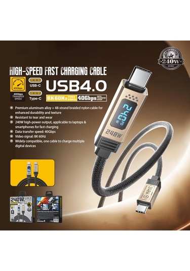 Wk Wdc-49 240w Tip-c Tip-c Ladon 4 Yüksek Hızlı Veri Kablosu, Uzunluğu: 1.2m Siyah