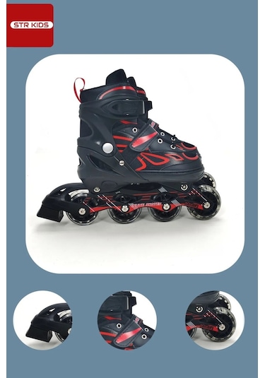 Vadi Kırmızı Silikon Tekerli Ayarlanabilir Işıklı Paten S 31-34 Hp7128 Kırmızı - Siyah