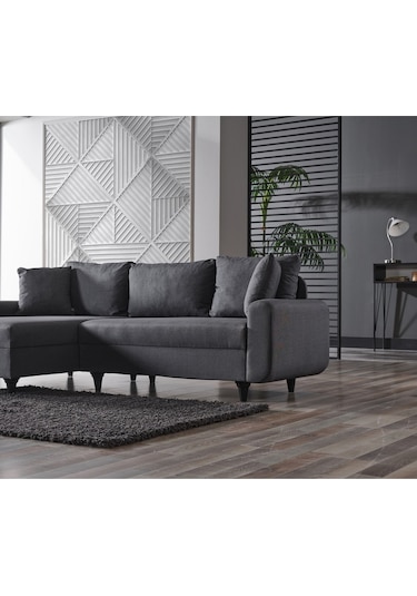 Kagu Corner Flavia Köşe Takımı Puflu Koyu Gri