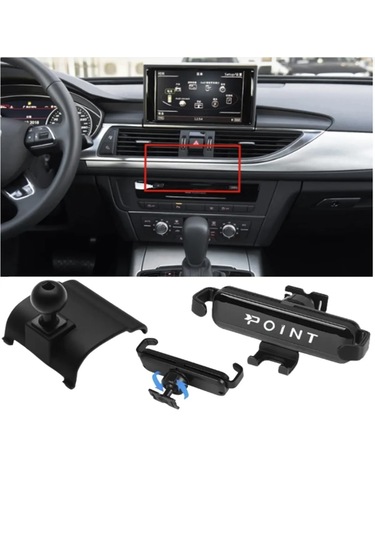 Point Audi A6 Araca Özel Cep Telefon Tutacağı Robotik Oynar Başlıklı 2012 - 2017 Onta57 Siyah