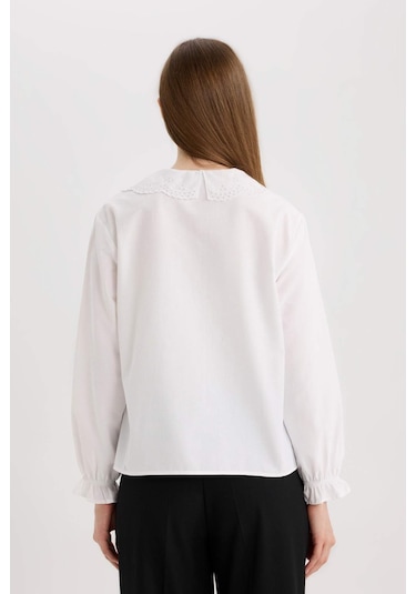 DeFacto Regular Fit Poplin Uzun Kollu Gömlek Tunik E4355AX25SPWT84