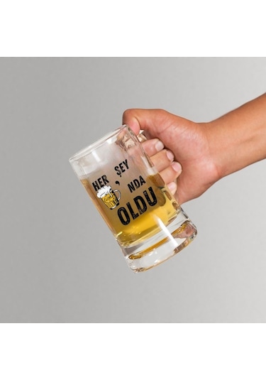 "her Şey Biranda Oldu Tasarım Bira Bardağı Mizahi Hediyelik Cam Bira Bardağı"