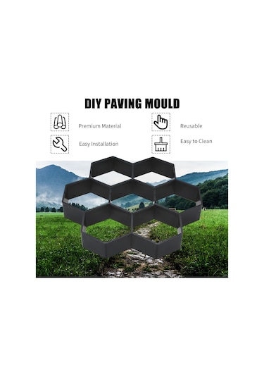 Qingmipy Altıgen Bahçe Taşı Kalıbı - Dayanıklı Pp Malzeme, Yeniden Kullanılabilir Dıy Yürüyüş Yolu Şablonu Çok Renkli
