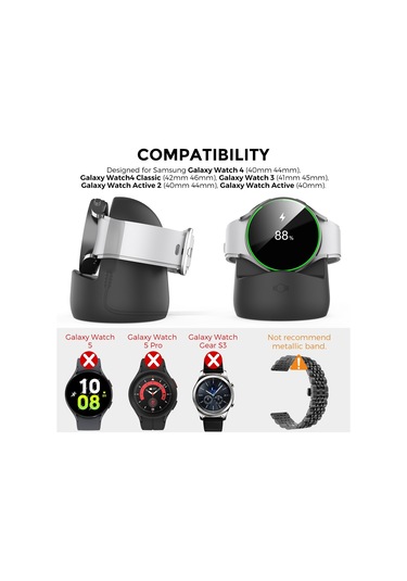 Ahastyle Pt181 Galaxy Uyumlu Watch 3/4 / Aktif / Aktif 2 Beyaz İçin Silikon Şarj Standı İzle
