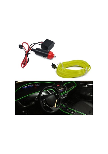 Cbtx Araba Dekorasyonu İçin 5m Çakmak El Şerit Işığı Ortam Işıkları Sürücülü Parlayan Halat Işığı - Floresan Yeşil