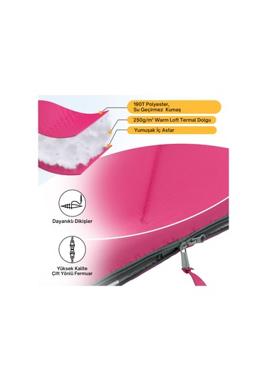 Kingcamp Oasis 250 Ultralight Uyku Tulumu Rosered Sol F. Pembe